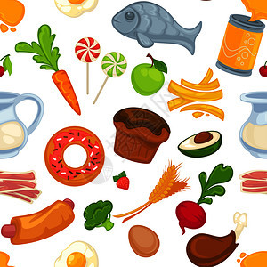 健康和不的产品原料胡萝卜苹果棒鱼和鳄梨甜菜根生蛋热狗鸡图片