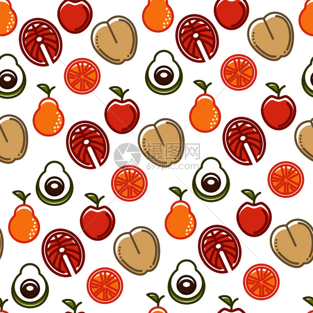 水果牛油果苹果健康生活美食矢量背景图图片