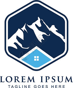嵩山山岳带有山岳概念logo设计模板插画
