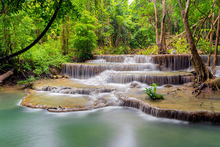 HuayMaeKhaminWaterfallKanchanaburi地区自然景观位于泰国用度假和旅行游景点图片