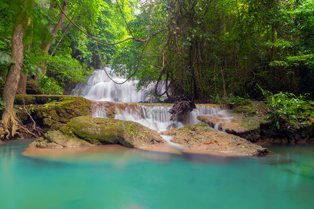 HuayMaeKhaminWaterfallKanchanaburi地区自然景观位于泰国用度假和旅行游景点图片