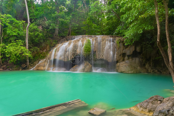 ErawanWaterfallKanchanaburi地区自然景观位于泰国用度假旅行和游景点图片