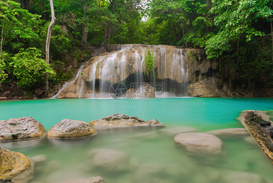 ErawanWaterfallKanchanaburi地区自然景观位于泰国用度假旅行和游景点图片
