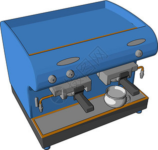 装满一些喝咖啡或茶的蓝色自动售货机以达到目的非常容易操作或处理矢量彩色图画或插图片