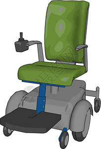 这个电动椅子是六轮式和非倍的具有不同部件如底盘电池控制器或手臂摄取架起的旋杆座椅等矢量彩色图或插背景图片