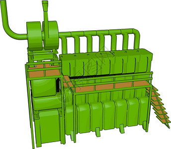 绿色彩机器看上去像一些泵机有不同的车厢和盒子有一个短梯矢量颜色图或插图片