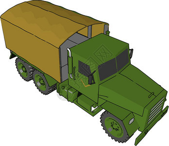 军用卡车是一辆旨在将部队燃料和军用物资运送到战场矢量彩色图画或插的车辆图片