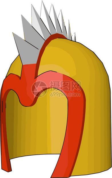 作战士或兵在争期间用来防范敌方矢量颜色图或示的脊椎头盔图片