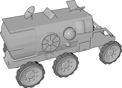 它是一种空间探索车辆由轮底盘矢量颜色图或插组成的小型卡车加压机舱大小由轮式底盘矢量颜色图或插组成图片
