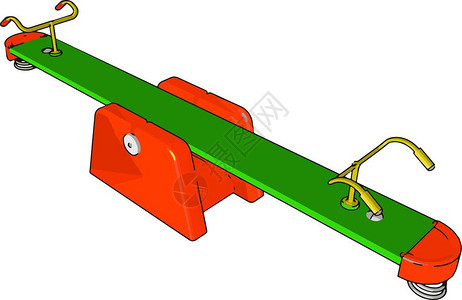 这个游乐场的锯玩具通常都有手柄让骑坐在对着方的矢量颜色图画或插时握住手柄图片