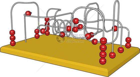 它是一种玩具在底板上装有纸的玩具红色珠子的电线可用于计算目的矢量颜色图或插图片