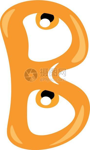 卡通橙色字母B矢量设计插图图片