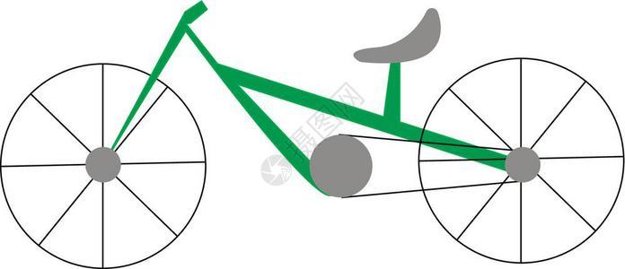 带有绿体灰色方向盘和座位矢量颜色图或插的自行车示图片