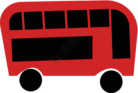 红黑双甲板公共汽车道路矢量图图片