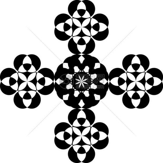使用各种几何形状的美丽黑十字设计矢量颜色绘图或插图片