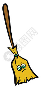 长的黄色扫帚似乎很生气向量彩色画或插图图片