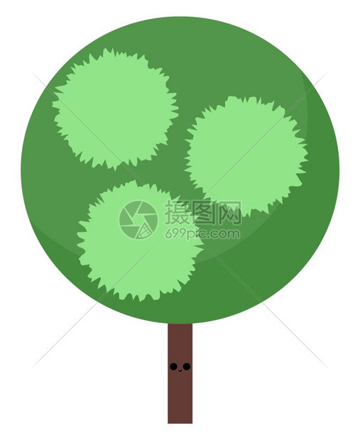 圆形的一棵很大绿树有多枝矢量彩色图画或插图片