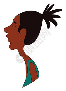 瘦黑女人短发向量彩色画或插图图片