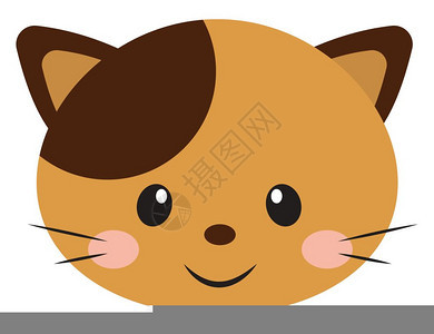 一只小棕色猫非常可爱笑向量彩色画或插图图片
