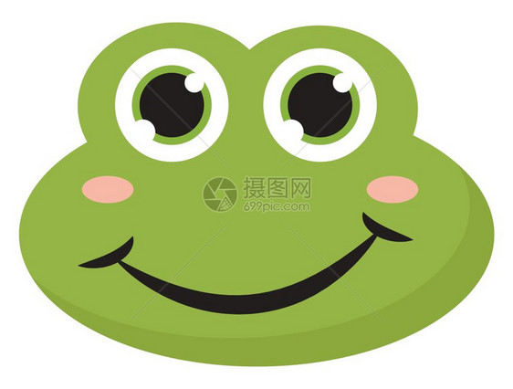 一只绿色的快乐青蛙眼睛大向量彩色绘画或插图图片