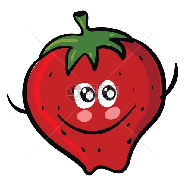 红色的明亮草莓面容矢量彩色绘画或插图