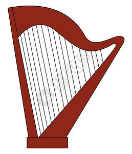 一个大棕色的带字符串硬体准备为音乐会向量彩色绘画或插图演奏图片