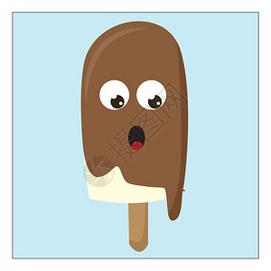 一个融化的巧克力冰淇淋矢量插图图片