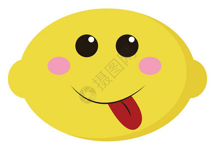 一块快乐的柠檬带微笑矢量彩色画或插图图片