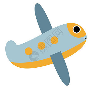 黄色飞机的Emoji一种固定翅膀的有动力飞行器有着可爱的小脸孔和笑容飞上空中向量彩色画或插图图片