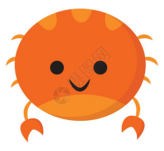 卡通可爱橙色小螃蟹矢量元素高清图片