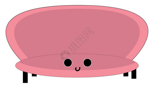 大粉色椅子的食道让一个人在豪华中放松舒适的背支持平板的坐椅有两只眼睛的脸微笑向量彩色画或插图图片