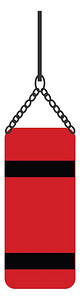 悬挂圆柱形红色拳击机悬吊等待一些拳击手以进行锻炼或训练向量彩色绘画或插图图片
