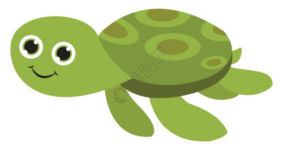 一只乌龟爬行动物夹在一块有圆形棕色斑点的黄壳里双眼和自由漂浮的双腿微笑站立向量彩色绘画或插图图片