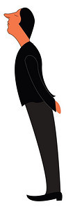 穿黑色长袖衬衫裤子和鞋闭着眼睛向量彩色画或插图的男人图片