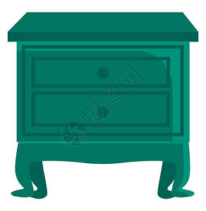 绿色的床头柜有两个抽屉向量颜色图画或插图片