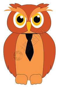绿色猫头鹰的卡通眼睛大向量彩色画或插图图片