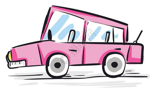 一辆用粉色可爱汽车草图图片