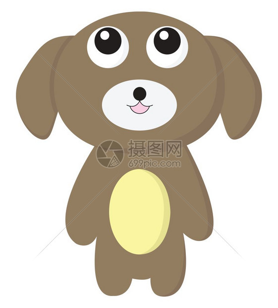 一只可爱的小狗眼睛大向量画彩或插图图片