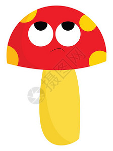 以红色和黄向量彩绘画或插图形式呈现的悲哀蘑菇图片