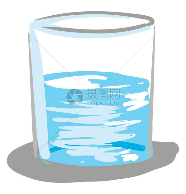 里面有一杯水矢量彩色画或插图