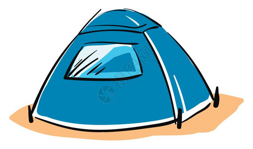 蓝色露营帐篷矢量插图图片