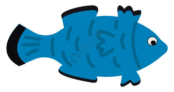 禁止吸烟标识绘制蓝鱼矢量图插画