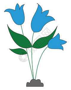 三朵蓝色鲜花矢量元素图片
