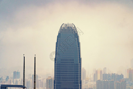 香港市中心国际金融区和商业中心具有智能城市和技术概念摩天大楼和高办公图片