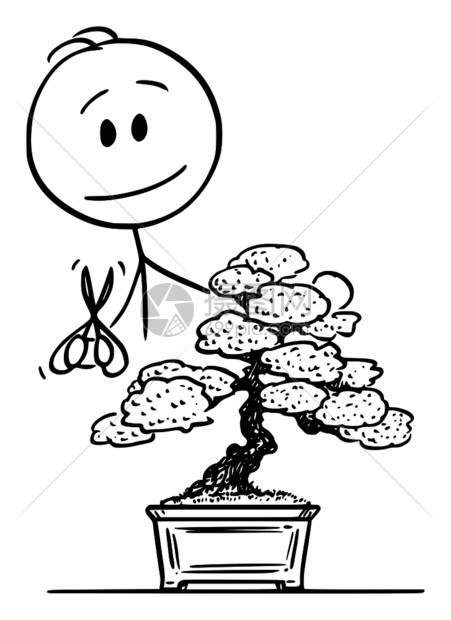 矢量卡通棒图绘制人类修剪骨盆树的概念图插画图片下载-正版图片