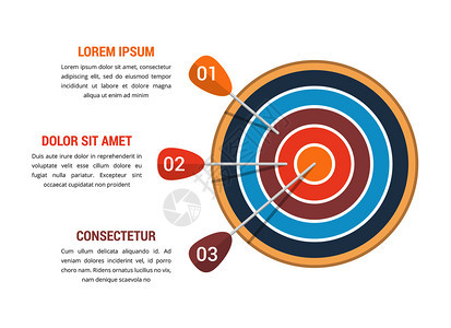 3达到目标的步骤三箭信息模板步矢量eps10插图图片