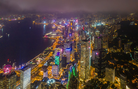 中国香港繁华夜景图片