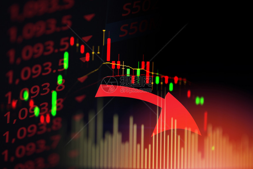 金融董事会显示烛棍箭降低危机股票暴跌红价图表下的货币高清图片下载-正版图片305642113-摄图网