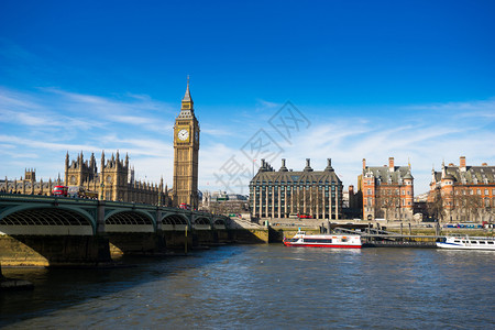 伦敦鸟瞰英国伦敦大本和威斯敏特修道院背景