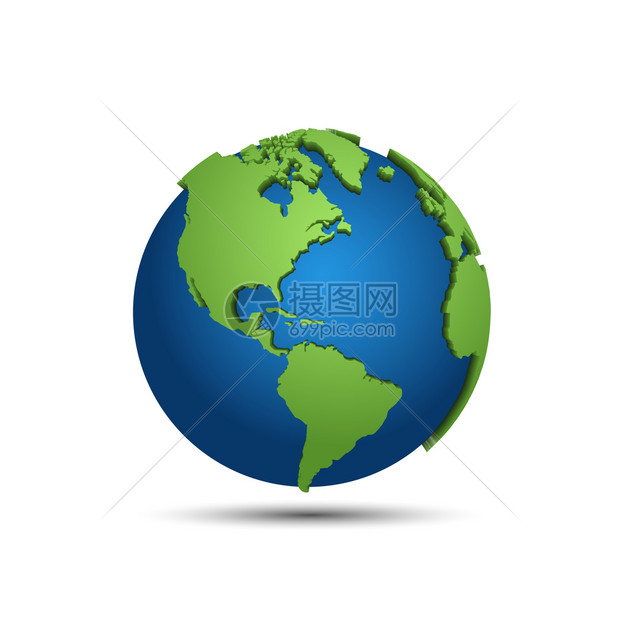 3d地球图圆环的图以白色背景隔离世界球现代设计中的地球矢量图解3d地球图白色背景孤立矢量图图片